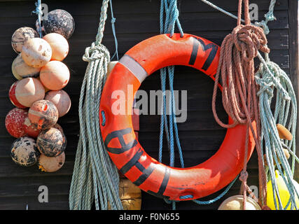 Life ring and ropes Stock Photo