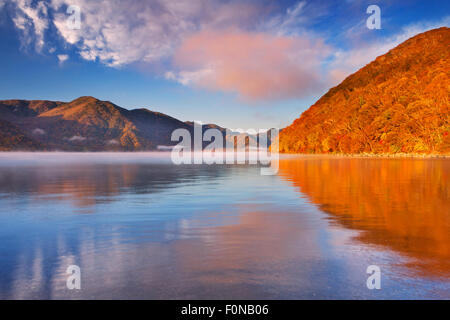 Lake Chuzenji (Chuzenjiko, 中禅寺湖) near Nikko in Japan. Photographed on a beautiful still morning in autumn.