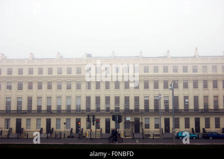 Brunswick Terrace in Hove on a foggy day Stock Photo