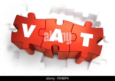 VAT - White Word on Red Puzzles. Stock Photo