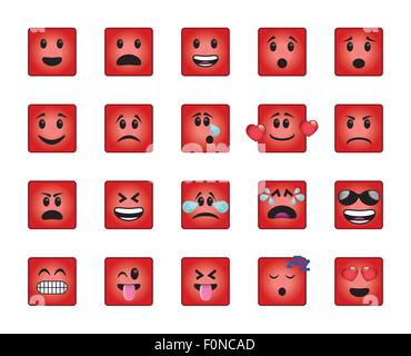 Set of square icons in different emotions and moods. Stock Vector