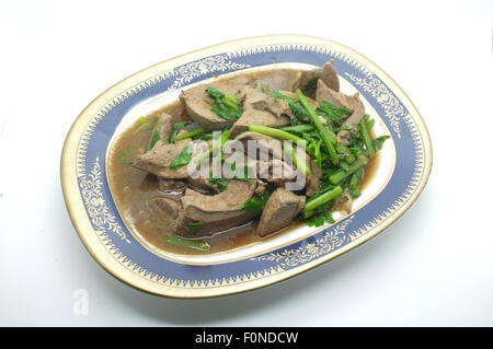 Stir fried pork liver with celery Stock Photo