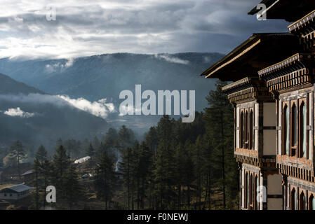 Farm houses Phobjikha Valley Bhutan Stock Photo