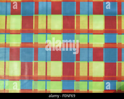 multi colored checkered tablecloth pattern texture as background Stock Photo