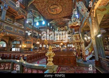 Interior shot of magnificently decorated wooden Protestant Church of Peace in Swidnica, UNESCO World Cultural Heritage, Poland Stock Photo