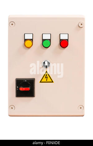 Electrical control cabinet isolated on white background Stock Photo