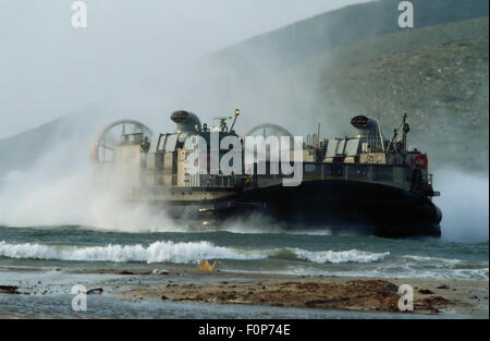 LCAC, Landing Craft Air Cushion of the US Marines in exercise at Cape Teulada (Sardinia, Italy) Stock Photo