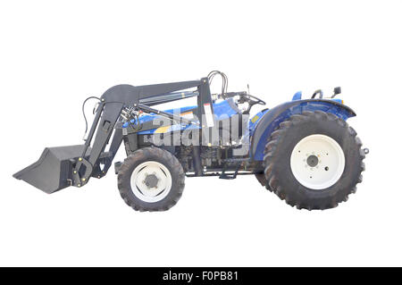 Small farm tractor isolated on white Stock Photo