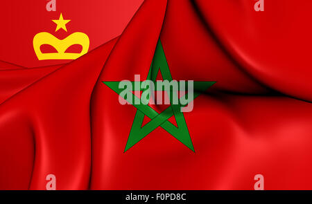 3D Civil Ensign of the Morocco. Close Up. Stock Photo