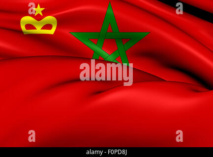 3D Civil Ensign of the Morocco. Close Up. Stock Photo