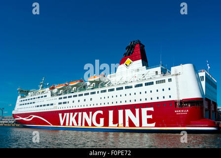 Viking Line, ferry boat to Stockholm, anchored at Katajannokka terminal, Helsinki, Finland, Europe Stock Photo