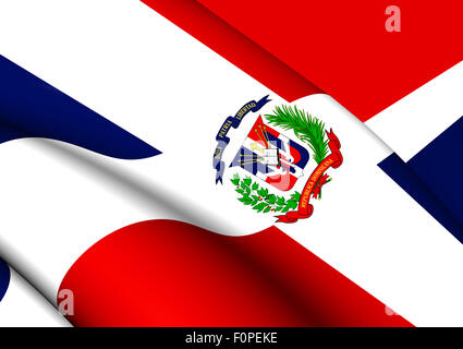 Flag of Dominican Republic. Close Up. Stock Photo