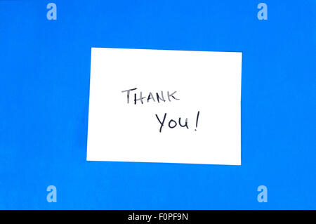 Note showing the words Thank you on it Stock Photo