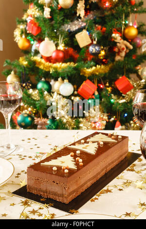 Christmas dining table in an English home Stock Photo