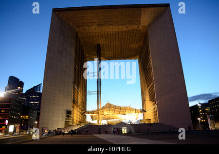 The Grand Arch at la Defense in Paris at sunset. Stock Photo