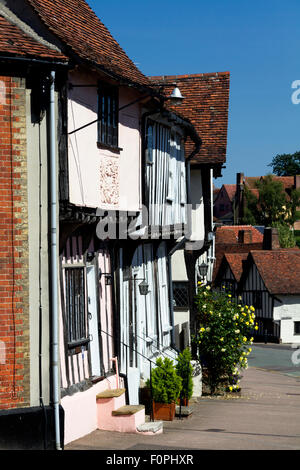 Historic timbered houses, Church Street, Lavenham, Suffolk, UK Stock Photo