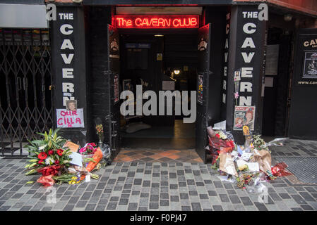 Liverpool, UK, 18th Aug, 2015. Cilla black Floral Tribute, Mathew Street, Liverpool, Ahead Of Her Funeral 18th August 2015 Credit:  Darren Turner/Alamy Live News Stock Photo