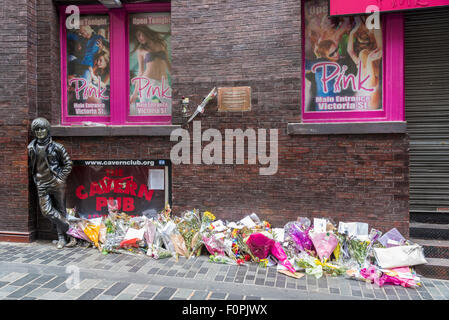 Liverpool, UK, 18th Aug, 2015. Cilla Black Floral Tribute, Mathew Street, Liverpool, Ahead Of Her Funeral 18th August 2015 Credit:  Darren Turner/Alamy Live News Stock Photo