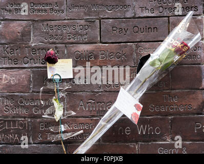 Liverpool, UK, 18th Aug, 2015. Cilla black Floral Tribute, Mathew Street, Liverpool, Ahead Of Her Funeral 18th August 2015 Credit:  Darren Turner/Alamy Live News Stock Photo