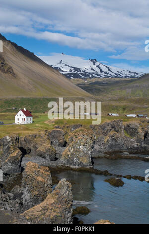 Iceland, West Iceland (aka Vesturland), Snaefellnes Peninsula. Arnarstapi (aka Stapi) bird cliffs. Stock Photo