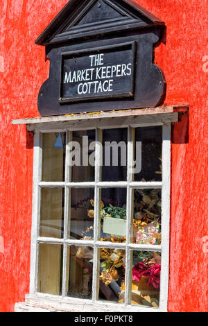 Window of The Market Keepers Cottage, Market Square, Lavenham, Suffolk, UK Stock Photo