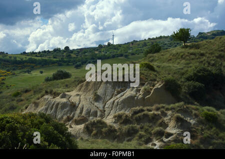Rock formation called calanchi near the town of Pomarico Stock Photo