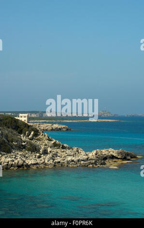 The eastern point of Cyprus with Turkish flags in distance, Karpaz Peninsula, Northern Cyprus, April 2009 Stock Photo