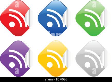 Square stickers set on a white background. Vector illustration. Stock Vector