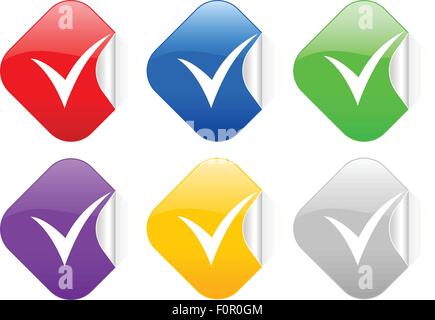 Square stickers set on a white background. Vector illustration. Stock Vector