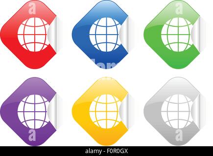 Square stickers set on a white background. Vector illustration. Stock Vector
