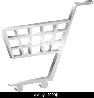 3D shopping cart on a white background. Vector illustration. Stock Vector