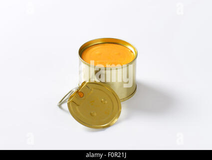 canned pate on white background Stock Photo