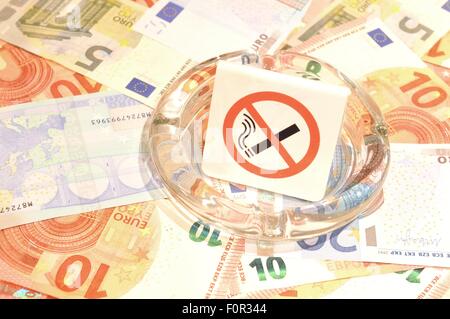 Price of smoking in euro Stock Photo