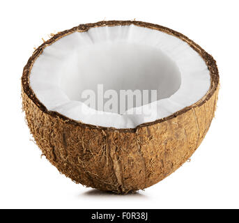 Half coconut isolated on a white Background Stock Photo