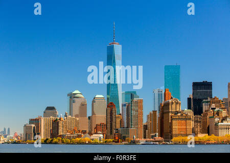 Panoramic of New York City with One World Trade Center Stock Photo