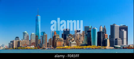 Panoramic of New York City with One World Trade Center Stock Photo