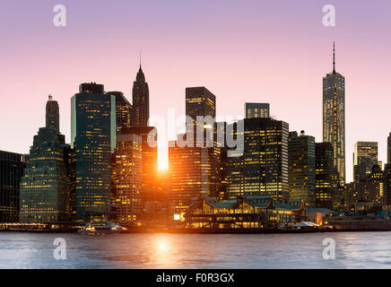 New York City Skyline by night Stock Photo