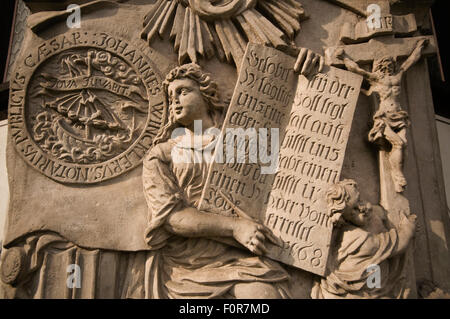 EUROPE, POLAND, Silesia, Swidnica, Swidnica, Wooden Lutheran Church of Peace (Kosciól Pokoju w Swidnicy, 1648), headstone angel Stock Photo