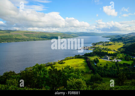 View over Loch Fyne and Inveraray Castle and town from Dun nu Cuaiche Argyll Scotland Stock Photo