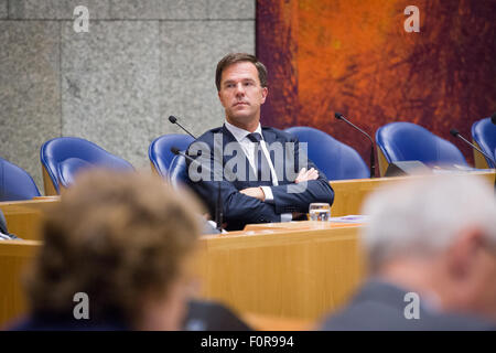 The Hague, Netherlands. 19th Aug, 2015. On Wednesday Dutch parliament was called to debate on the emergency fund contribution to Greece. Right wing paryt leader Geert Wilders accuses the current government of misallocating funds and instigated a vote of no-confidence against Prime Minister Rutter and his cabinet. The debate took over six hours but with a small minority the vote of no-confidence was rejected. © Copyright Jaap Arriens/Alamy Live Stock Photo