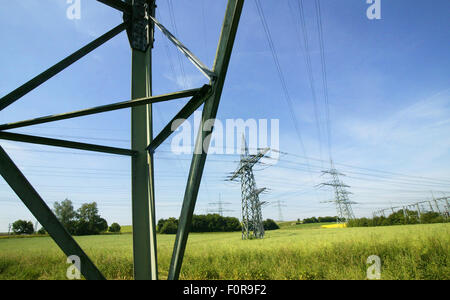 Overhead cable, Strommast Stock Photo