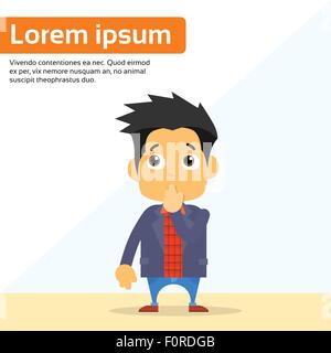 Cartoon Person Look Up Unsure Character Man Stock Vector