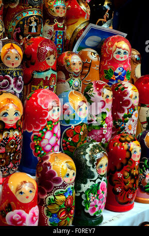 Russian dolls on sale. Stock Photo