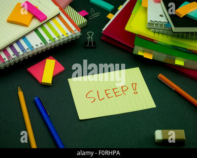 Somebody Left the Message on Your Working Desk; Sleep Stock Photo