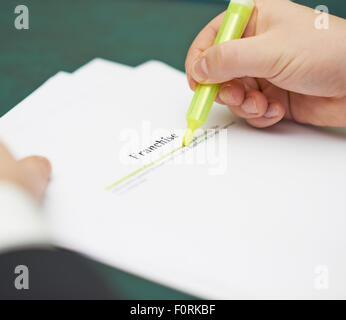 Marking words in a franchise definition Stock Photo