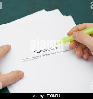 Marking words in a communism definition Stock Photo
