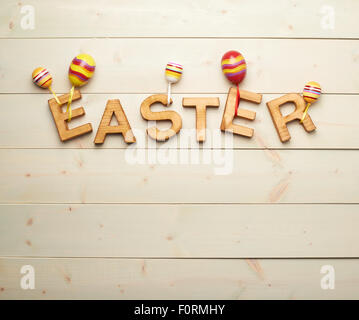 Easter wooden letter composition Stock Photo