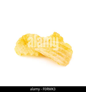 Three ribbed potatoe chips isolated Stock Photo