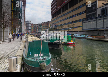 Narrow Boats on Regents Canal ,London Stock Photo