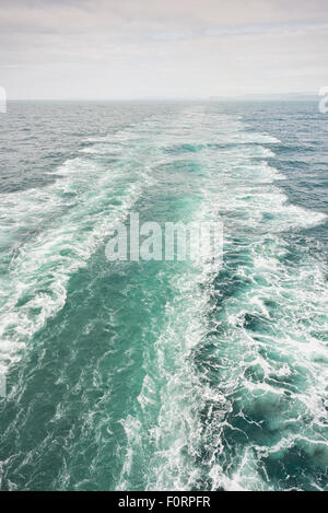 Stern wake from a ship Stock Photo